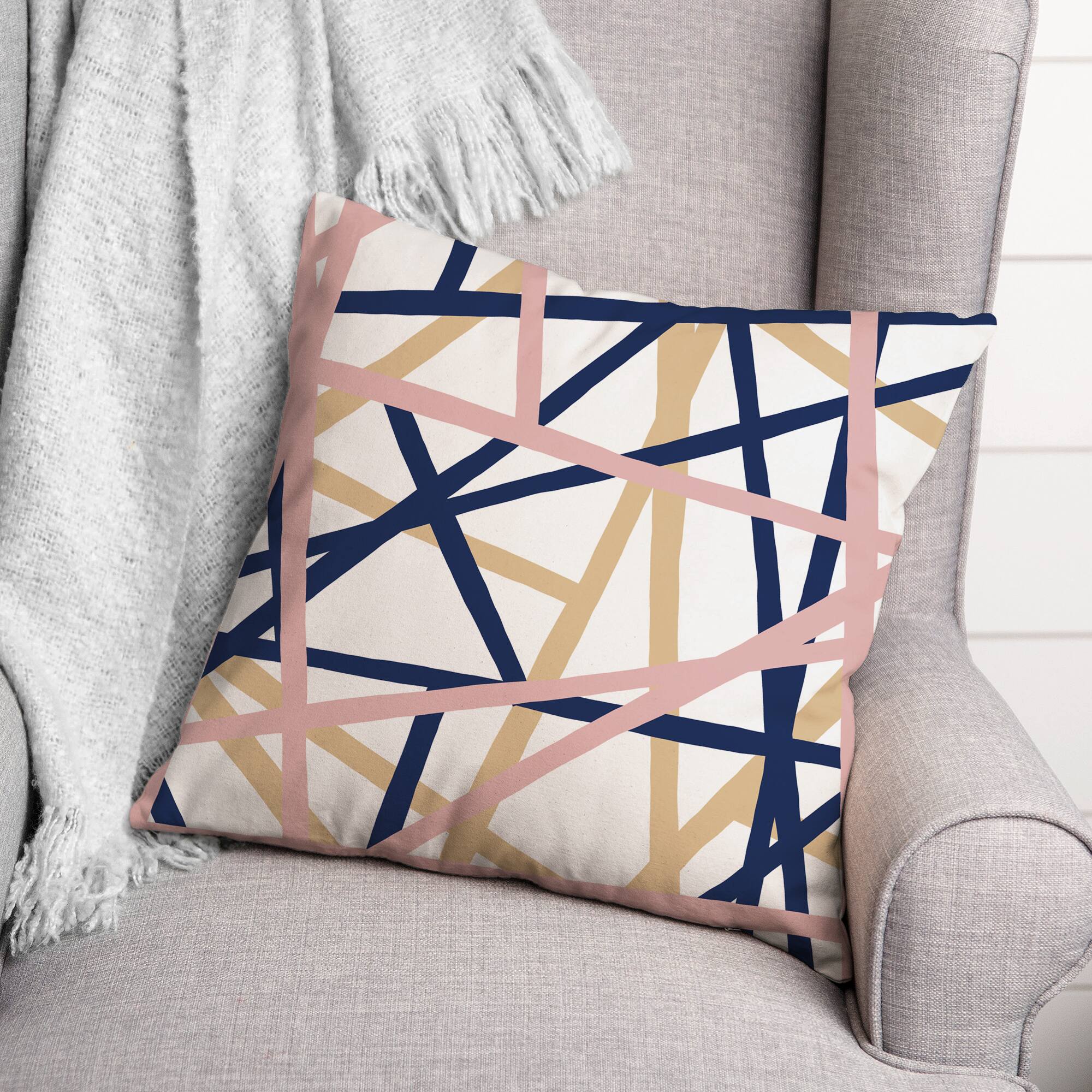 Mod Crossing Lines Geo 18" x 18" Throw Pillow